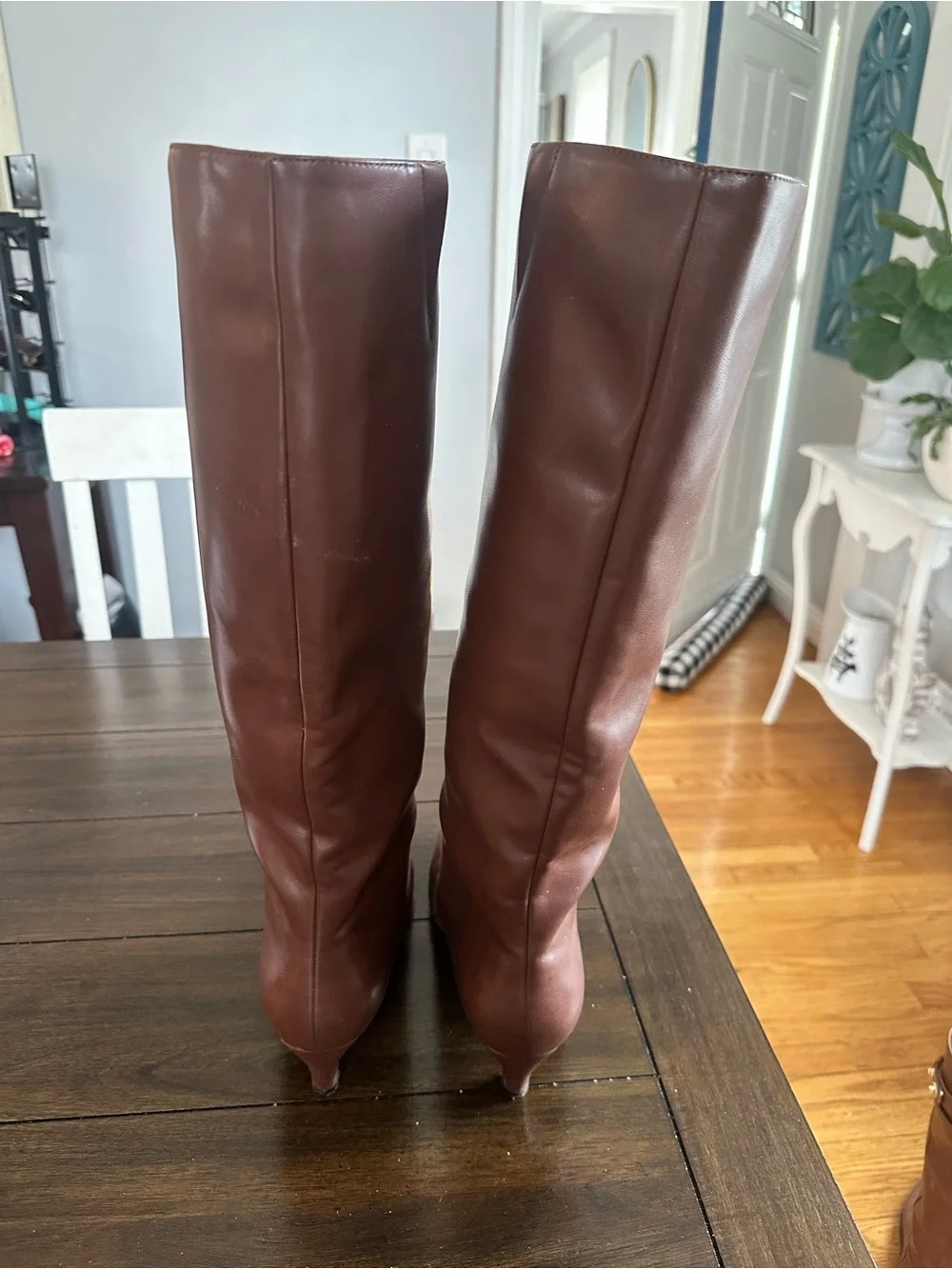 🍁Women's Tall Brown Faux Leather Boots
